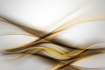 White and gray background. Abstract gold waves.