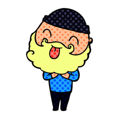 man with beard sticking out tongue