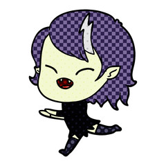 cartoon laughing vampire girl running