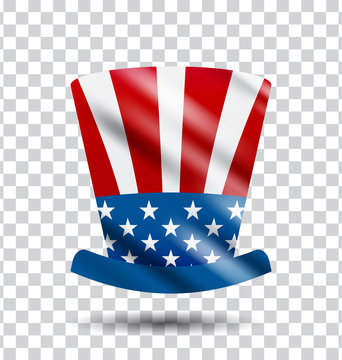 Hat with American Flag Design. American background. 