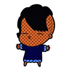 Obraz premium cartoon squinting girl