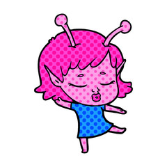 cute alien girl cartoon