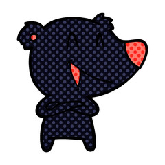 laughing bear with crossed arms cartoon