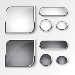 Black and white button set The design of the modern on white background V3