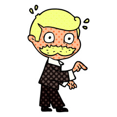 cartoon man with mustache making a point