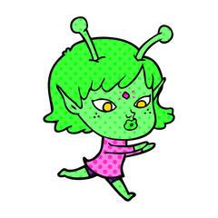 pretty cartoon alien girl