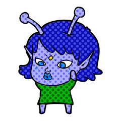 pretty cartoon alien girl