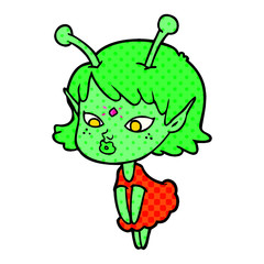 pretty cartoon alien girl