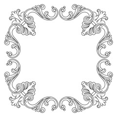 Vintage border frame engraving with retro ornament pattern in antique baroque style decorative design. Vector
