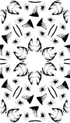 Kaleidoscope  pattern vector.  Psychedelic design element for wallpaper, scrapbooking, fabric. Monochrome background.