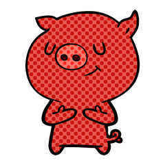 happy cartoon pig