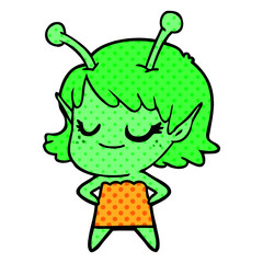 smiling alien girl cartoon