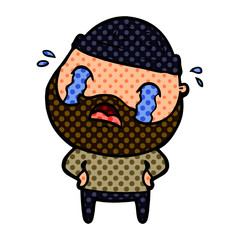 cartoon bearded man crying