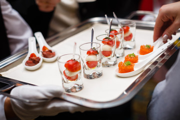 Catering service. waitress on duty