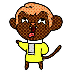 crazy cartoon monkey wearing scarf