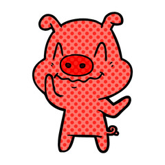 nervous cartoon pig