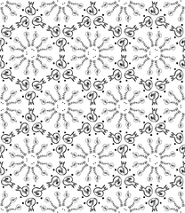 Schilderijen op glas Kaleidoscope  pattern vector.  Psychedelic design element for wallpaper, scrapbooking, fabric. Monochrome background. © marinakutukova