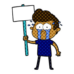 cartoon crying protester