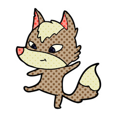friendly cartoon wolf dancing