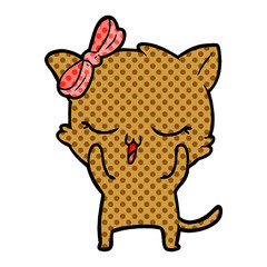 cartoon cat with bow on head