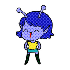 cartoon alien girl laughing