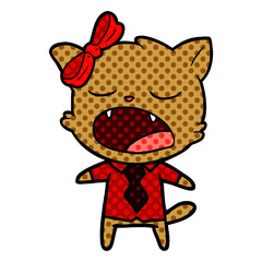 cartoon yawning cat