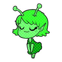 smiling alien girl cartoon