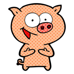 cheerful pig cartoon