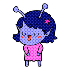 happy alien girl cartoon