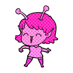 cartoon alien girl laughing