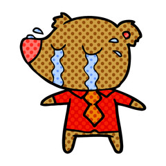 cartoon crying bear in shirt