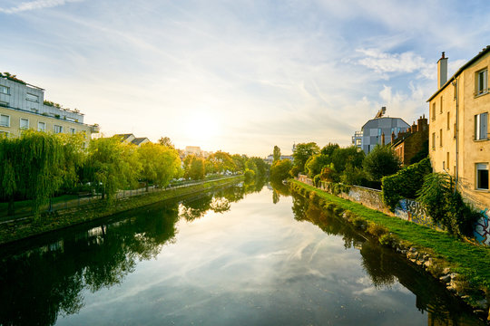 View on rennes city and vilaine river, region of Brittany, as well as the Ille-et-Vilaine department.