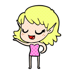 happy cartoon elf girl