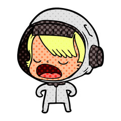cartoon talking astronaut woman