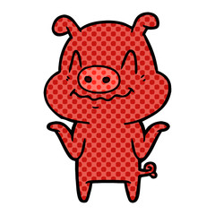nervous cartoon pig