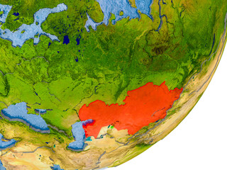 Map of Kazakhstan on Earth