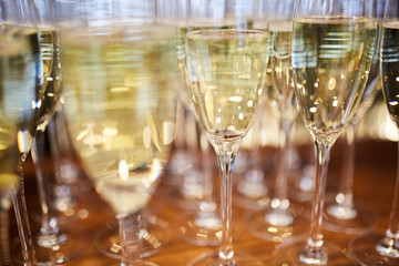 Wine glasses with champagne