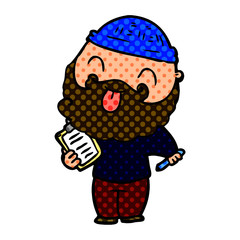 man with beard sticking out tongue