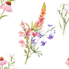 Obraz na płótnie Canvas Watercolor floral summer pattern