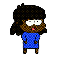 cartoon tired woman