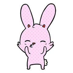 curious waving bunny cartoon