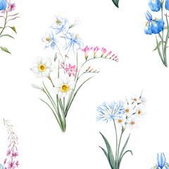 Watercolor floral summer pattern