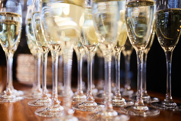 Wine glasses with champagne