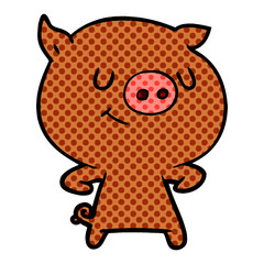 happy cartoon pig