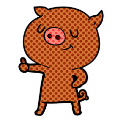 happy cartoon pig