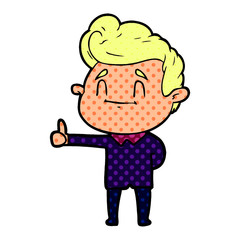 happy cartoon man giving thumbs up
