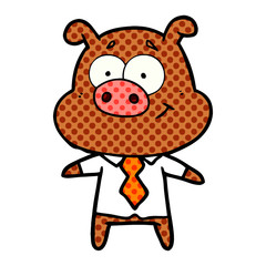 happy cartoon pig boss