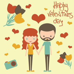 Cute young couple together on valentine day.
