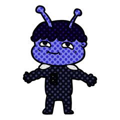 friendly cartoon spaceman with open arms