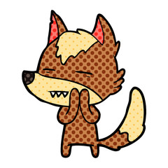 cartoon wolf showing teeth